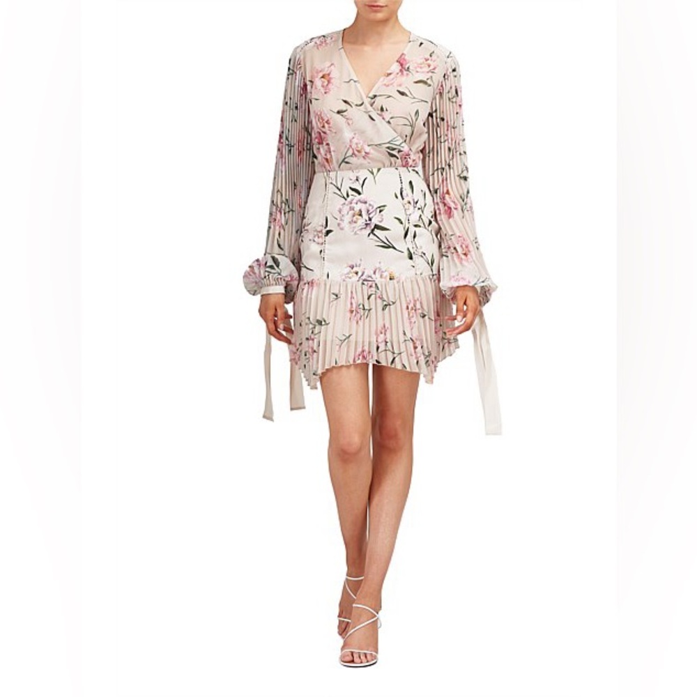Keepsake floral nobody mini plisse dress xs long sleeve